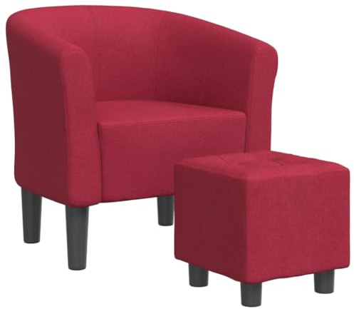 vidaXL Clubsessel mit Fußhocker Weinrot Stoff