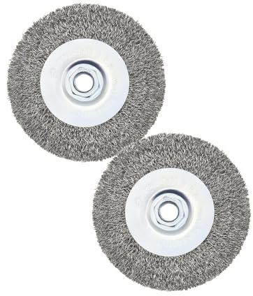 OSFTBVT Crimped Wire Wheel Brush 4in 5/8-11 Threads Arbor for 4-1/2 Angle Grinder Metal Rust Paint Stain Removal - 2pcs
