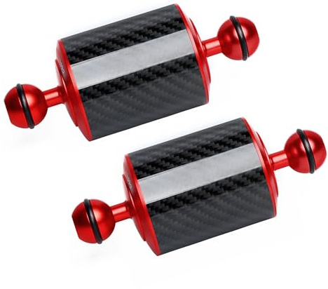 LetonPower Unterwasser-Schwimmarm aus Kohlefaser, für ultraleichten Wasserarm, Dual 1-Zoll-Ballauftrieb, Schwimmarme, Beleuchtungssystem für Tauchtablett (Rot, D60mm, 5)