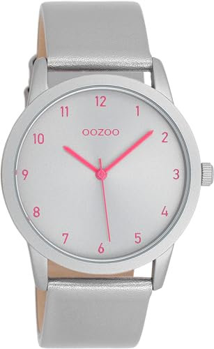 Oozoo Damenuhr mit Lederband Color Line 38 MM Silberfarben/Silberfarben C11058