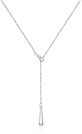 SILBERTALE 925 Sterling Silber Y Halskette CZ Stern Tropfen Verstellbare Gold Y Kette Modeschmuck für Frauen Damen 40-50cm