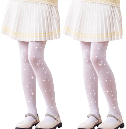 LOLANTA Mädchen-Strumpfhose mit Strassbesatz, glitzernde, halbblickdichte Strumpfhose für Tanz, Party, Auftritt, 6–12 Jahre