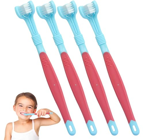 Autism Toothbrush Kids, 4PCS 3-Sided Sensory Toothbrush for Kids, Suitable for Adult and Child Dental Care and Gum Care