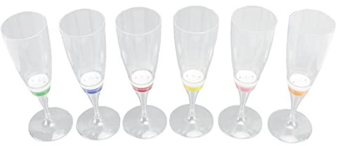 GLOGLOW Lot de 6 flûtes à champagne lumineuses - 6 couleurs - LED - Interrupteur automatique pour bar
