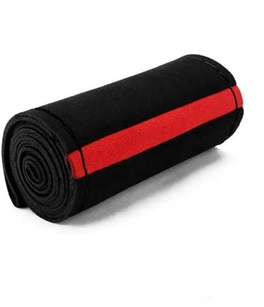 FACSER Auto Lenkradbezug Auto-Lenkrad-Schutzhülle Rindsleder Wildleder Innenausstattung Fell-Lenkradbezug Für Auto Universell 38 cm Geflochten Lenkradhülle(Style-Black red line)