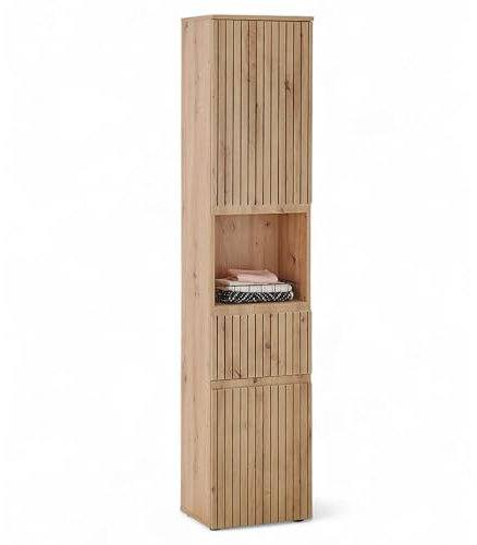 AUSTIN Badezimmer Hochschrank in Artisan Eiche Optik, Wildeiche Optik FSC-zertifiziert - Badezimmerschrank Bad Schrank mit viel Stauraum - 40 x 181 x 31 cm (B/H/T)