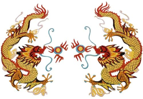 Haowul 2 Stück Drache Bestickte Aufnäher, Drache Spielt Perle, Aufnäher, DIY-Applikationen Für Tasche, Hut, T-Shirt, Basteldekoration