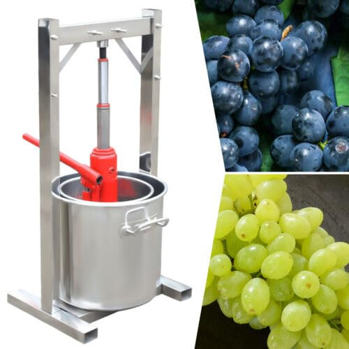 OMGGYER Presse à vin - Presse-pomme - Manuel - Moulin à fruits - En acier inoxydable - Presse-fruits - Presse-fruits - Avec jack hydraulique - Pour la fabrication de vin et de jus