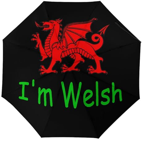 I'm Welsh Travel Compact Umbrella 3 Fold Windproof Umbrellas Automatic Portable Umbrellas Manual