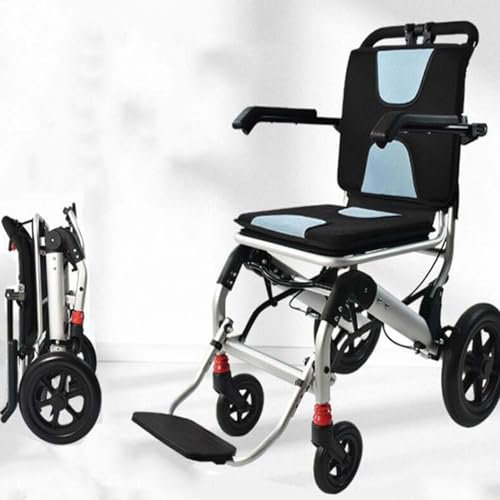 Silla de ruedas autopropulsada para exteriores con diseño totalmente plegable y cómodo desplazamiento de las ruedas móviles