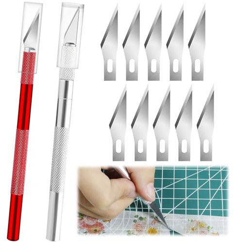Set di 2 taglierine artistiche, bisturi con 10 lame di ricambio, coltello per artigianato, coltello per artigianato, coltello per scultura, scultura