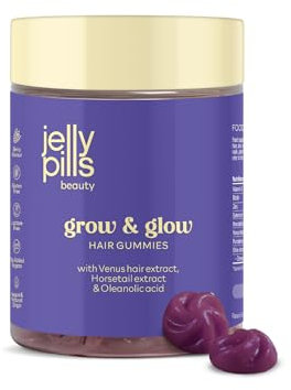 Jelly Pills Gommose Anticaduta con Estratto di Capelvenere, Acido Oleanolico & Equiseto – 60 Gommose Vegane – Senza Zuccheri Aggiunti – Gusto Lampone – Rinforza i Capelli
