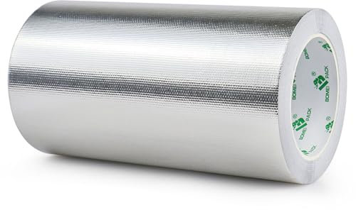 BOMEI PACK Ruban adhésif en aluminium renforcé - 200 mm x 20 m - Résistant à la chaleur et imperméable - Pour réparer des surfaces métalliques, sceller, réparer et isoler