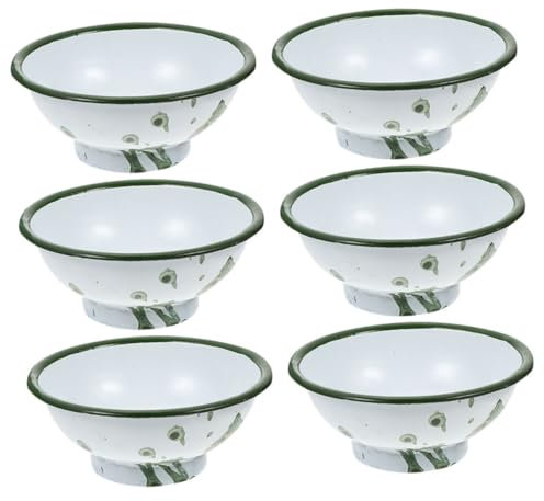 ABOOFAN 6pezzi Ciotole Smaltate Vintage Piccole Ciotole Smaltate Per Insalata e Riccio Per Retrò Per Uso