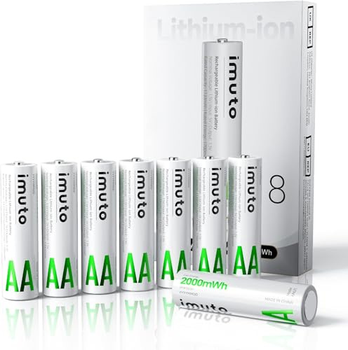 imuto Batterie AA ricaricabili al litio, 1,5 V, 2000 mWh, 8 pezzi