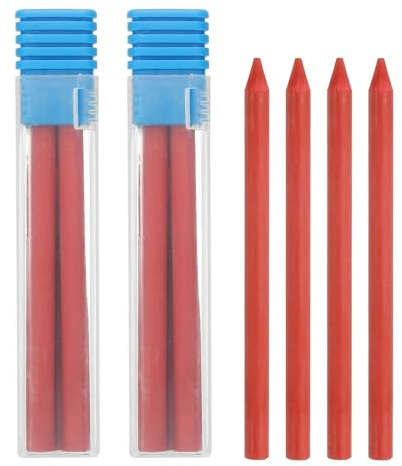 PATIKIL 12Stk Zimmermannsbleistiftminen Nachfüllminen Solide Trockenminen | 5.6mm 2B, Für Mechanische Zimmermannsbau Kunst Zeichnen Rot