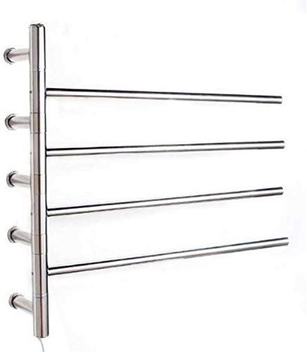 Scaldasalviette da Parete per Bagno Scaldasalviette Girevole a 180°, Portasciugamani Elettrico a Parete in Acciaio Inossidabile 304 Adatto per Bagno 23,2 × 24,8 × 4,7 Pollici,Plugin Interesting life