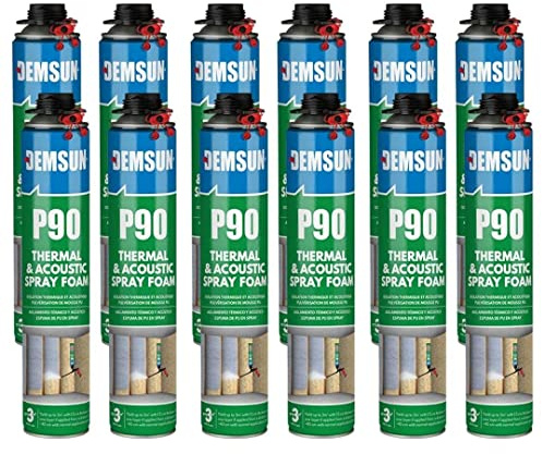 Demsun P90 Thermal & Acoustic Spray Foam – 1x 850ml Can | Expanding Polyurethane Insulation Foam for Heat & Soundproofing | Easy to Apply, Strong Adhesion for Walls, Roofs, Floors (1)