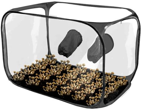 Chambre de culture pour champignons – Dôme transparent portable, boîte de culture respirante | Enclos de réutilisable avec large ouverture, rabats en maille pour l'agriculture en appartement, la