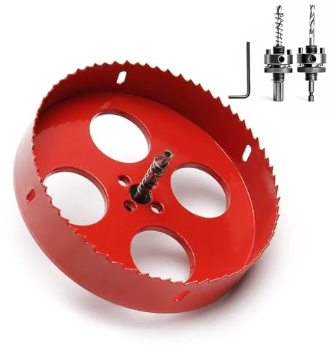 Bi-Metal Hole Saw, 210mm Stainless Steel Hole Saw with Quick Change Arbor | and Dust Bowl for Cutting Wood,Plasterboard, PVC, Drywall and Metal Sheet, M42 HSS Saw Drilling Cutter, Capture 95% dust