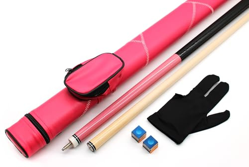 BILMAG Billard Queue Set Komplettset Pink, 148cm Queue mit Köcher, Handschuh und Kreide