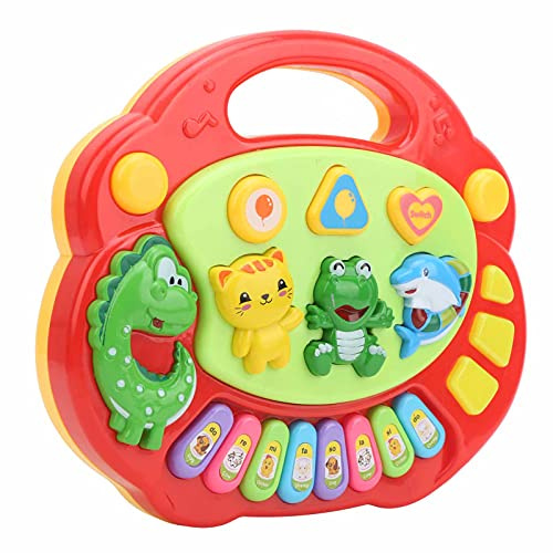 Fdit Niedliches Cartoon-Tiermuster-Baby-Musikspielzeug, Pädagogisches Musikspielzeug für Kleinkinder mit Licht, Musiktastatur-Spielzeug Zum Lernen von Bildung/Rhythmusmodus, Kunststoff 7,1 X 6,5 X