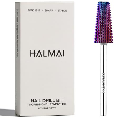 HALMAI Fraises pour Lime à Ongles 3/32 pour Retrait Rapide d'Acrylique & Gel, Polissage Pro & Soin des Cuticules, AG8H Acier Tungstène pour Manucure Pédicure, Maison & Salon