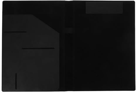 Amosfun Carpeta de Portafolios Magnética A4 en Piel Sintética Negra, Organizador de Documentos para Oficina, Soporte para Hojas Sueltas, Carpeta de Negocios Multifunción para Material