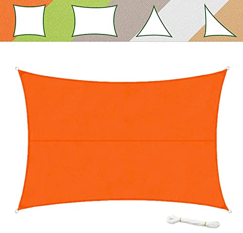 casa pura Sonnensegel 5 x 7 m, Orange - inkl. Befestigungsmaterial - Rechteck - Reißfestes Polyester-Gewebe - Wasserabweisend imprägniert - Sonnenschutz