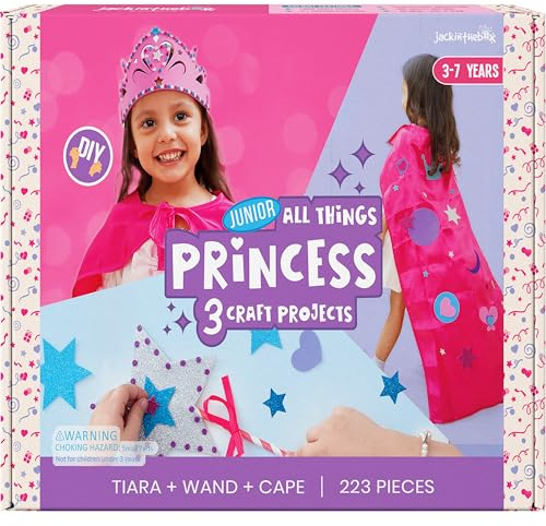 jackinthebox Princess Themed Arts and Crafts for Girls | Make a Cape, Tiara and Wand | Best Gift for Girls Ages 5 6 7 8 Years | 3 Craft Projects in 1 Box