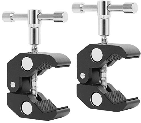 TRIXES Krabbklämma - 2 st monteringsklämmor - Skrivbord Väggklämma Professionell gänggängad 1/4 tum, 3/8 tum - Professionellt Fotograferingsverktyg - Kamerafäste - 5,5 mm öppning.