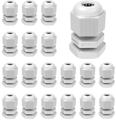 Lumonic 20x pressacavo M12 IP67 metrico d3-6,5mm I ingresso cavo a tenuta stagna in grigio I pressacavi, ingresso guaina M12