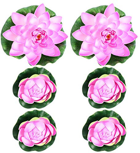 iplusmile 6stücke Künstliche Lotus-lilien Teichpflanzen Aus Kunststoff Für Heimdekoration Und Rosa Schwimmend