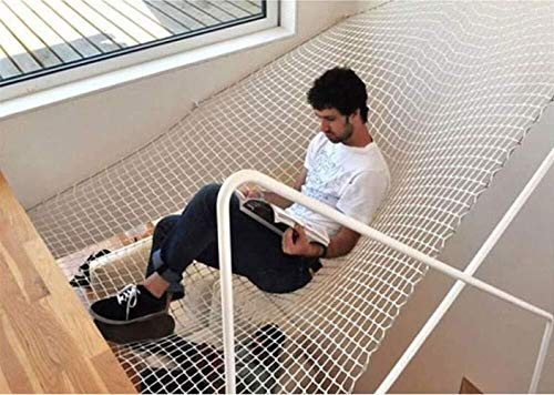 MJHETCY Dekor Netz, Kinderschutz Kletterseil, Weiß Kindersicherheitsnetz,Schutznetz, Seilnetz Innere Klettern Draussen Dekorationsnetz Balkon Geländer Treppe Anti-Fall-Netz Garten Zaun（2x2m）