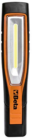 Beta 1838S Gelenk-LED-Lampe (700 Lumen Arbeitsleuchte, aufladbare Inspektionslampe, 180 Grad schwenkbar, doppelte Leuchtstärke, mit Ladegerät, Gehäuse aus rutschfestem Gummi), Schwarz/Orange