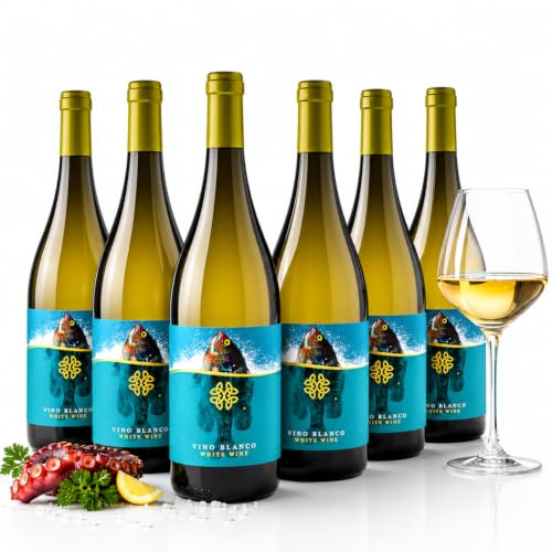 Vino Blanco Gallego Fresco y Seco – Ideal para Regalar – Caja 6 Botellas