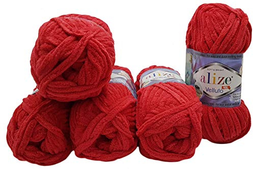 5 x 100 Gramm Alize Velluto Strickwolle, Babywolle, 500 Gramm Wolle