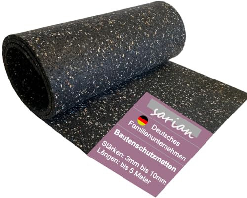sarian Bautenschutzmatte 3mm stark 5000mm x 1000mm (5m x 1m) LxB Gummimatte Ladungssicherung Schutzmatte