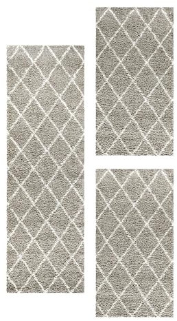 HomebyHome Bettumrandung Schlafzimmer 3 teilig Teppich Beige - Waschbarer Bettumrandung Teppich Läufer Set Extra Flauschig Bettvorleger Schlafzimmer Bettset:2 St. 80x150 cm | 1 St. 80x250 cm