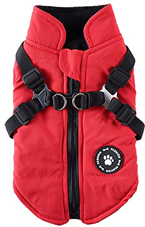 Manteau imperméable et chaud pour chiots Vêtements d'hiver pour chiens de petite et moyenne taille Gilet de sport pour Yorkshire, Chihuahua et Boulodogue Français (S, rouge)