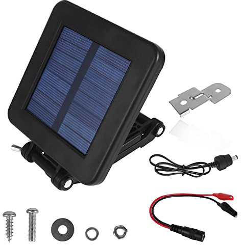 Solarpanel für Reh-Futterspender 6 V, wasserdicht, für den Außenbereich, kleines Solar-Batterie-Ladegerät mit verstellbarer Halterung, Krokodilklemme, 6 V, Solarpanel für Hirsche