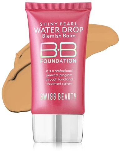 Swiss Beauty Matte Shiny Pearl Water Drop Blemish Long Lasting Balm BB Lightweight, Liquid Foundation, Face Makeup, Shade-05, 40ml