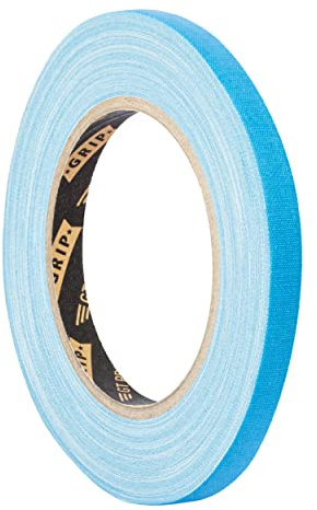 GRIP Eventbasics GT PRO Spike Tape matt - Neon Tape 10 mm x 25 m - neonblau | Neon Gaffa Tape schmal, klebt stark, sehr formanpassungsfähig, beschriftbar, matt, reflexionsfrei, für Deko und Markierung
