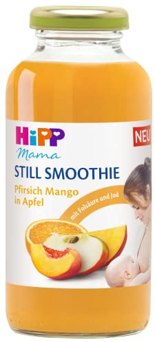 HiPP Mama Still Smoothie Pfirsich Mango in Apfel (6 x 200ml), Mehrfruchtsaft mit Folsäure, Jod und Vitaminen für Schwangerschaft und Stillzeit