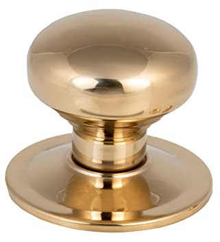 AZERODESIGN Pomello porta in ottone lucido lucido, ingresso centro porta o cancello, con montaggio a vite e dado passante centrale diametro sfera 70 mm e diametro base 85 mm