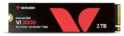 Verbatim Vi3000 NVMe M.2 Internal SSD, intern SSD-enhet med 2 TB datalagring, solid state-enhet med PCIe Gen 3-gränssnitt, svart