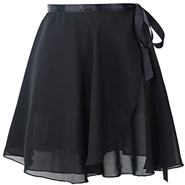 Newwyt Damen Chiffon Wickelrock Klassischer Ballett Wickelrock Mädchen Tutu Tanzrock Tanz Schlittschuh über Schal Rock Dancewear Schwarz Polyester-Faser