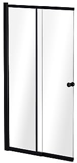 BADLAND Duschwand für Badewanne 100x150 Badewannenabtrennung 2-teilig EASY SLIDE BLACK Gehärtetes Glas 4 mm