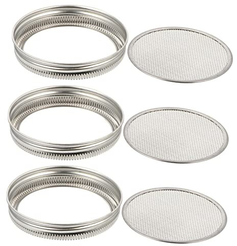 BESTonZON Jar Strainer Lid Sprouting Jar Lids Spout for 86mm Stainless Steel Lids
