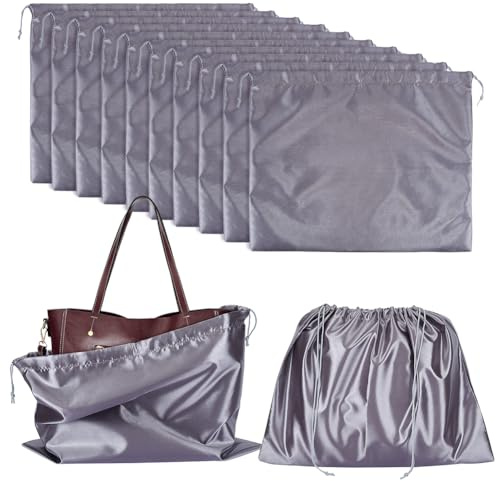 NBEADS 12 Pieza de Bolsas para el Polvo para Bolsos, Bolsas de Almacenamiento de Seda de Imitación, Bolsa Portátil con Cordón, Bolsas de Viaje de Tela para Bolsos, Zapatos, Botas, Gris 39.7x50cm